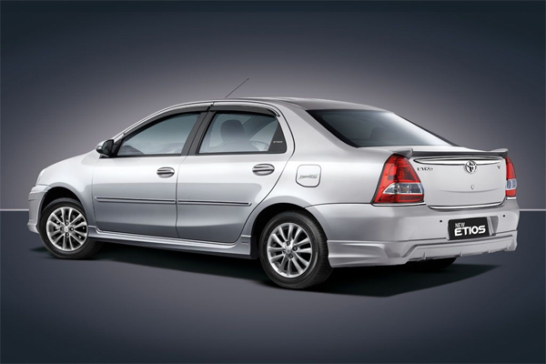 Sedan taxi such as Etios or Dzire